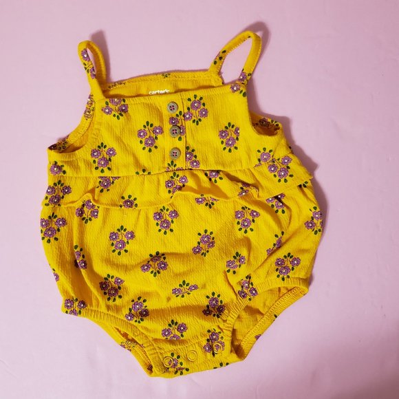 Carter's Other - Cute Sunflower Yellow Romper with Dainty purple Flowers by Carters Size 0-3 mths